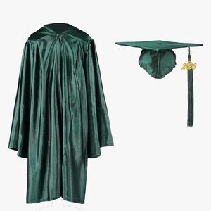 Kindergarten Green Graduation Cap and Gown Size 36"